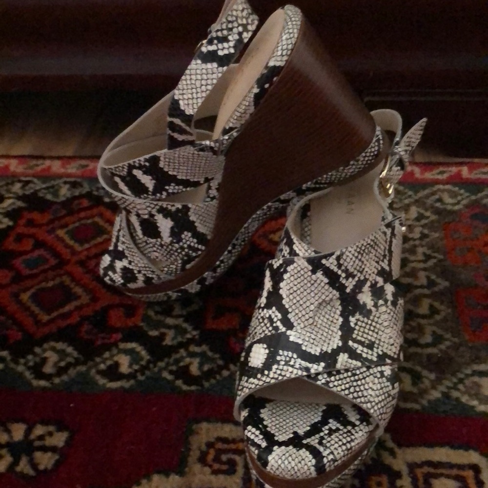 Snake skin platform, sandals